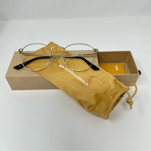 EYEBUYDIRECT St Michel Unisex Golden Round Eyeglass Frame Unisex Size Medium - Picture 2 of 13